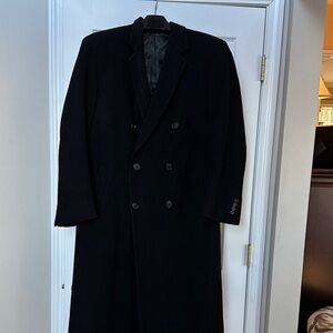 London Fog Classic Black Double-Breasted Men's Wool Dress Peacoat